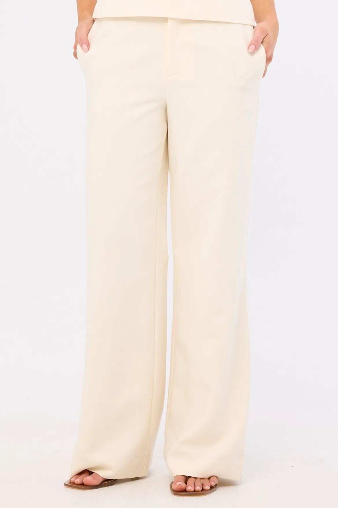 Luella Mid Rise Wide Leg Pant Cream