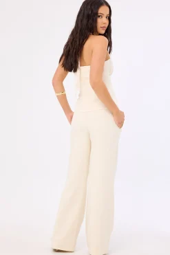 Luella Mid Rise Wide Leg Pant Cream