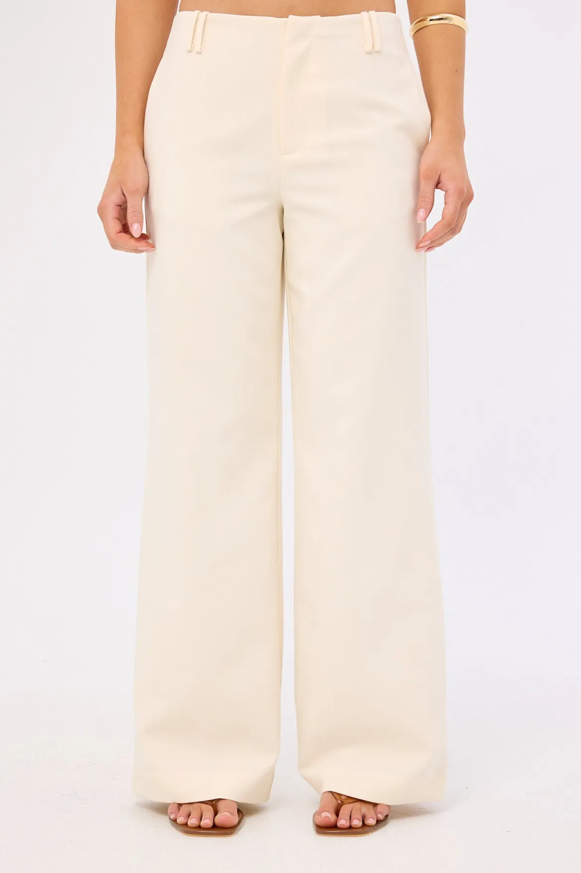 Luella Mid Rise Wide Leg Pant Cream