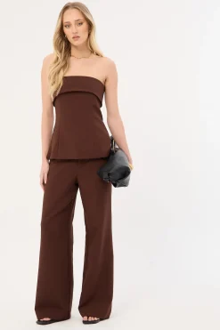 Luella Mid Rise Wide Leg Pant Brown