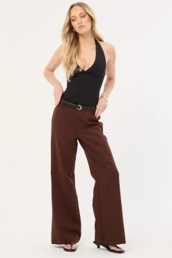 Luella Mid Rise Wide Leg Pant Brown