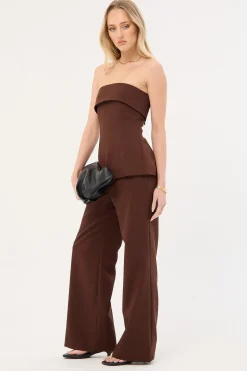 Luella Mid Rise Wide Leg Pant Brown