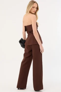 Luella Mid Rise Wide Leg Pant Brown