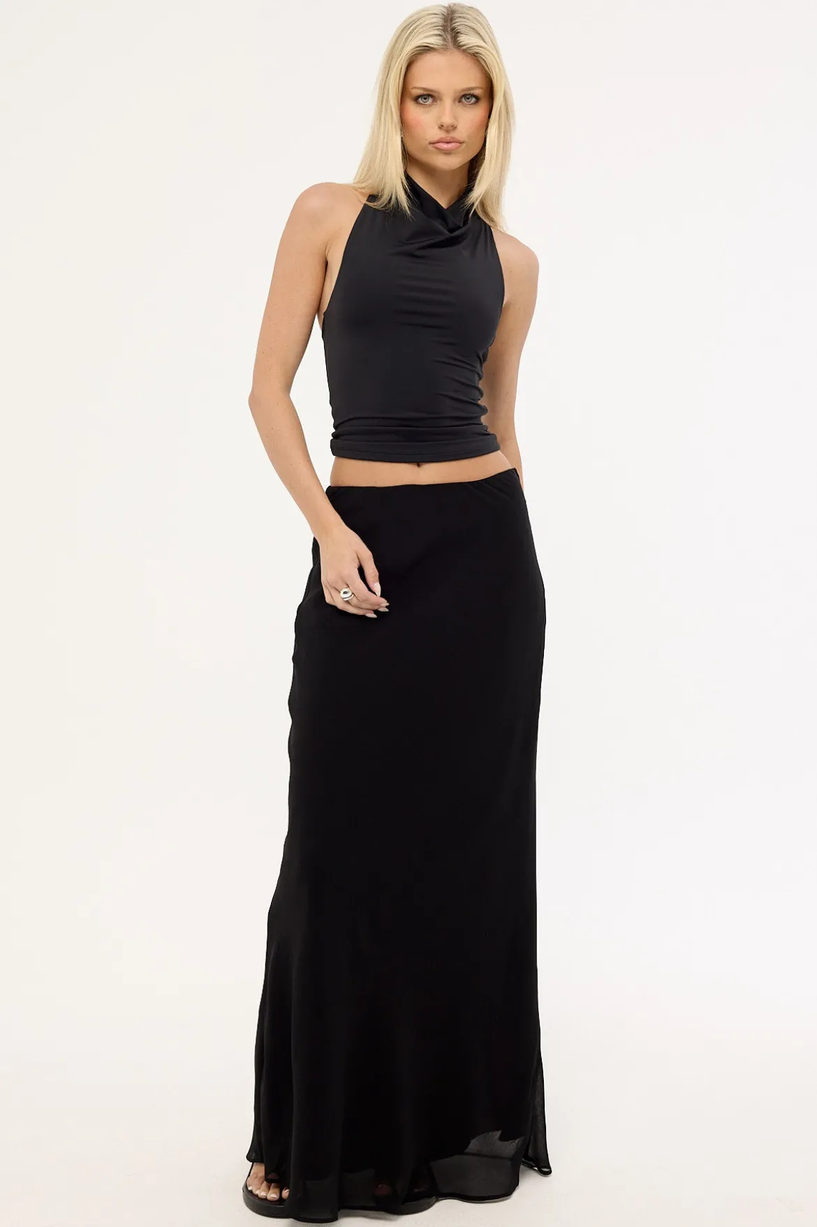 Lula Chiffon Maxi Skirt Black