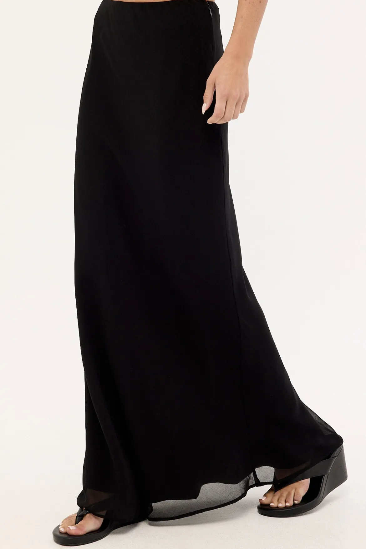 Lula Chiffon Maxi Skirt Black