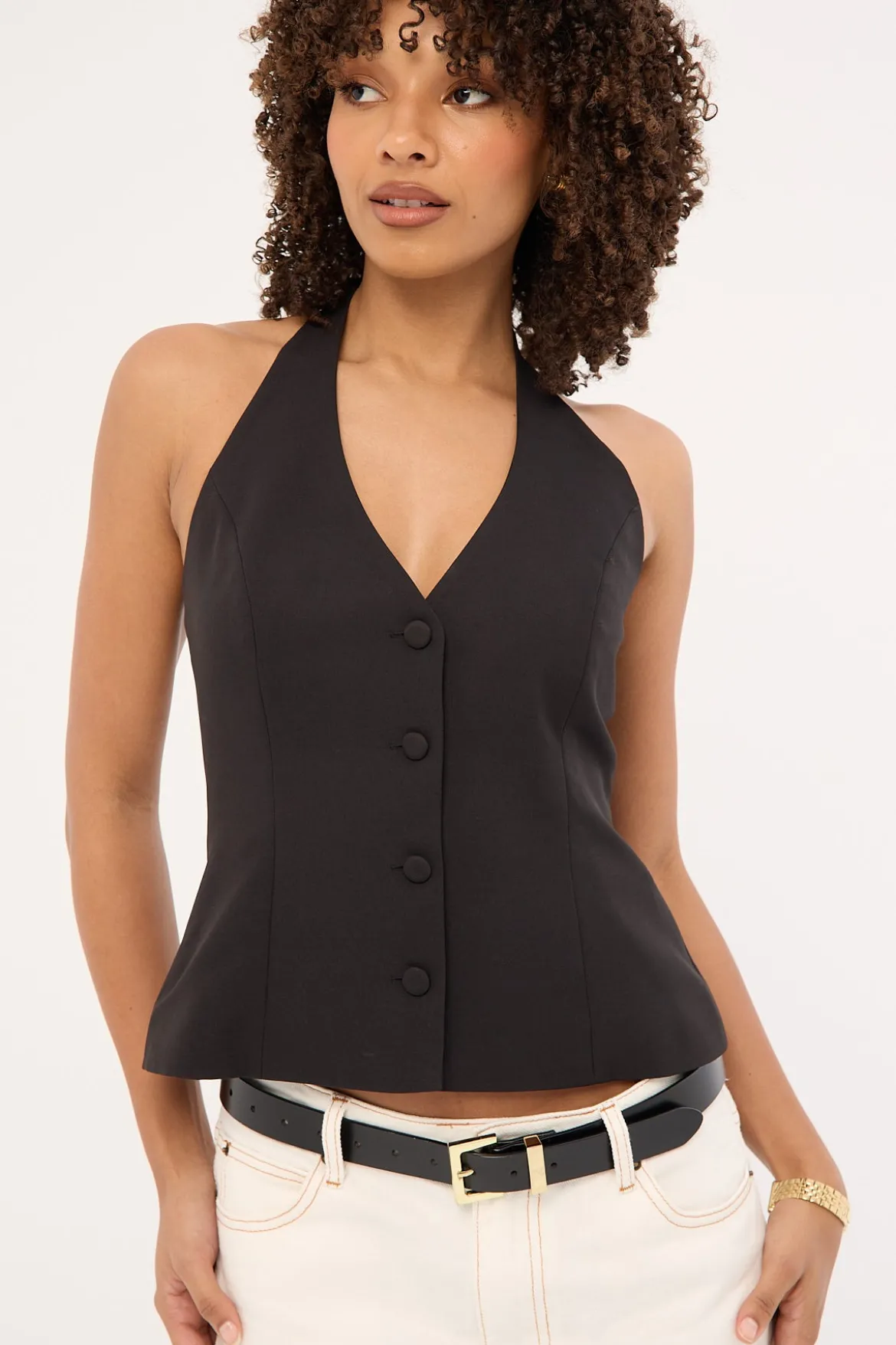 Lulu Halter Tailored Vest Black