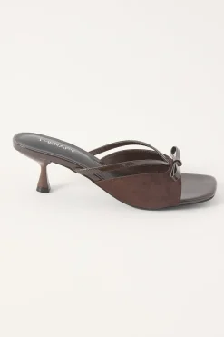 Lulu Microsuede Heels Chocolate