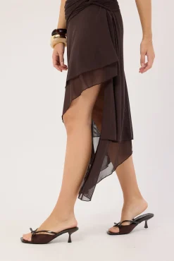 Lulu Microsuede Heels Chocolate