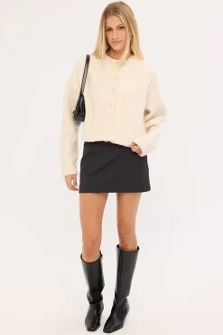 Lumia Crew Neck Knit Cardi Cream