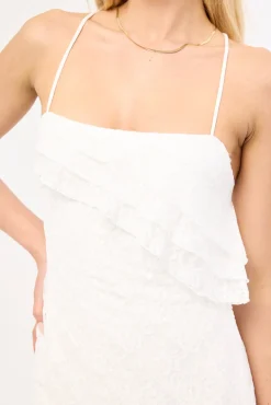 Lumira Lace Frill Mini Dress White