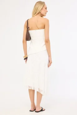 Lumira Lace Midi Skirt White