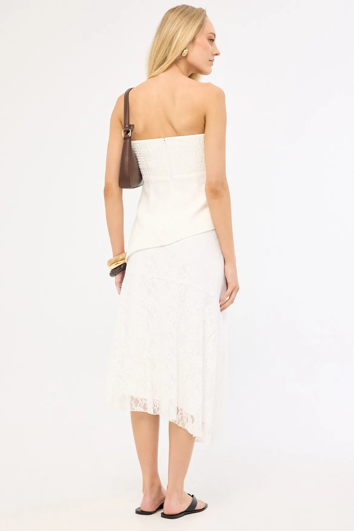Lumira Lace Midi Skirt White