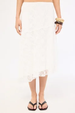 Lumira Lace Midi Skirt White