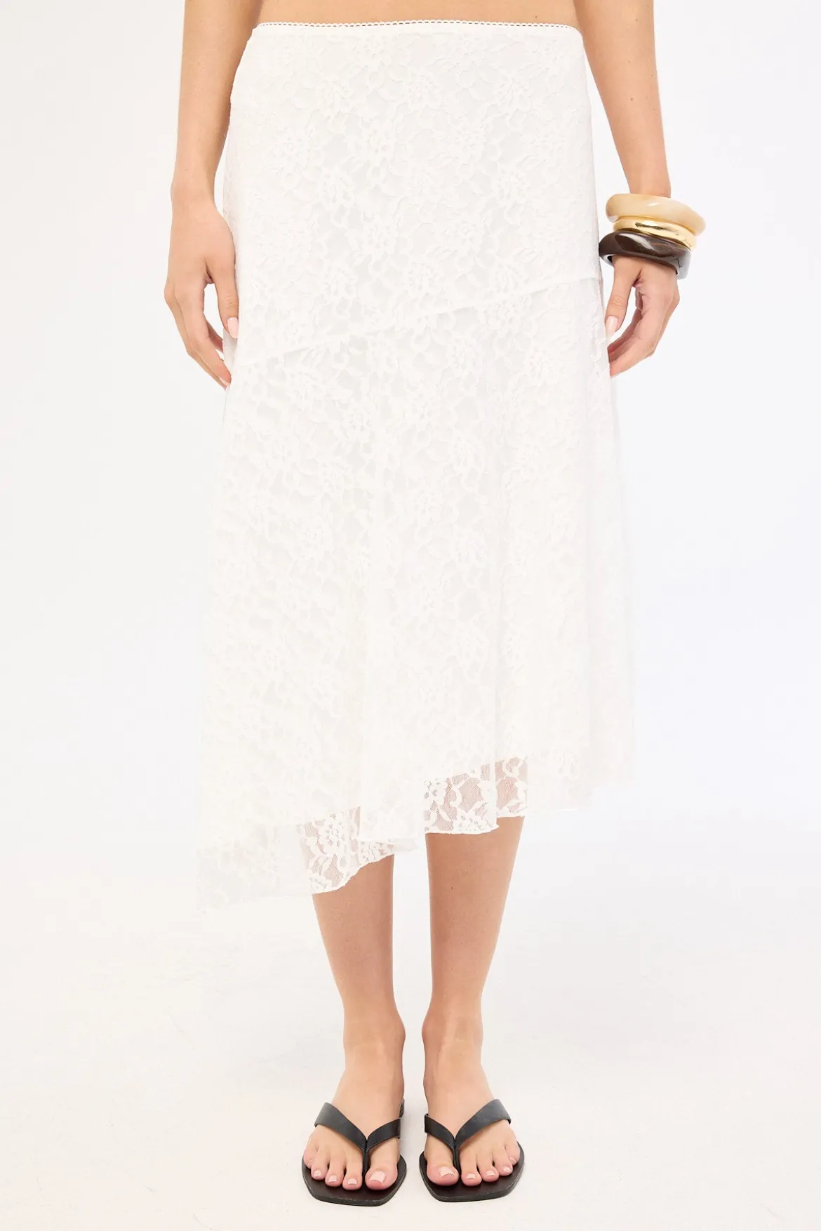 Lumira Lace Midi Skirt White