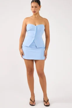Luna High Rise Mini Skirt Blue
