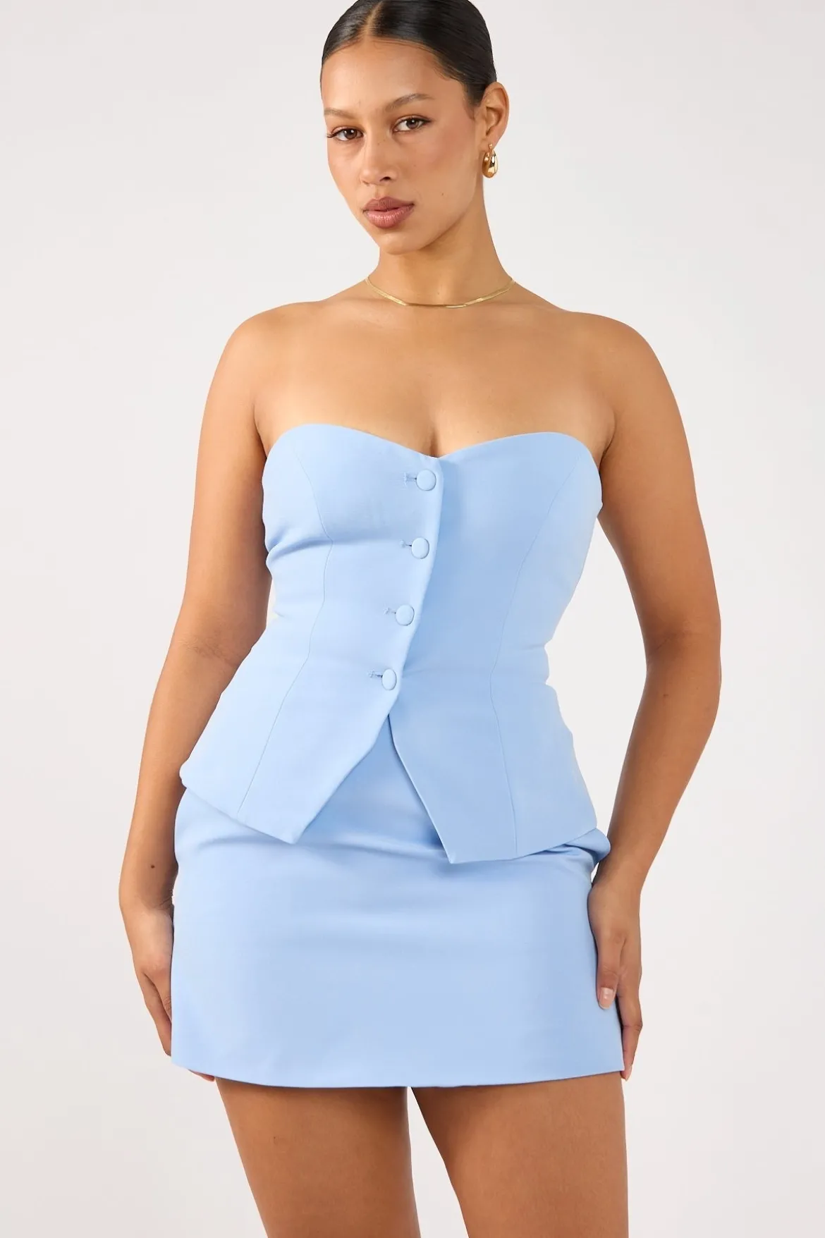 Luna High Rise Mini Skirt Blue