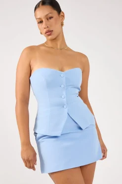 Luna High Rise Mini Skirt Blue