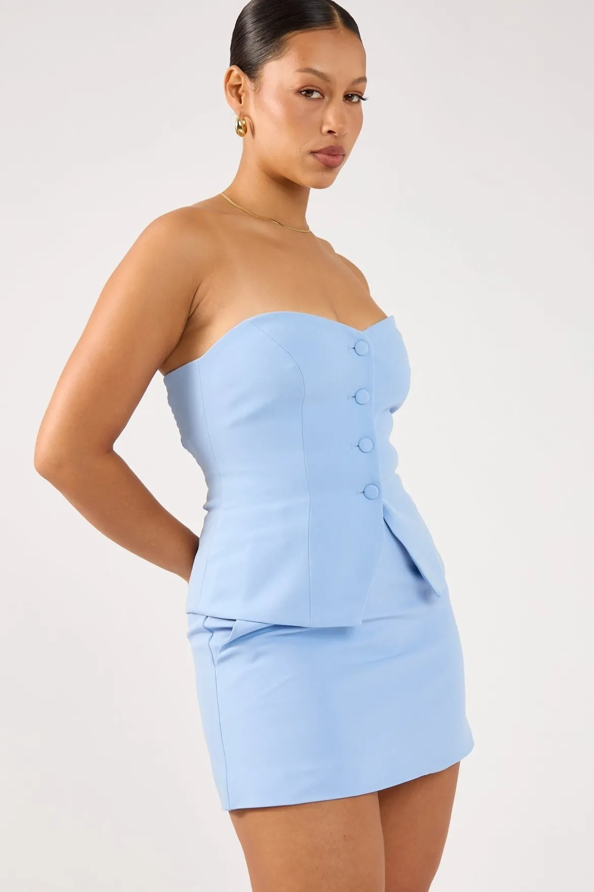 Luna High Rise Mini Skirt Blue