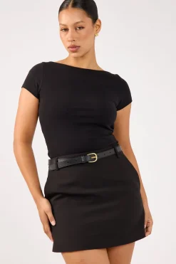 Luna High Rise Mini Skirt Black