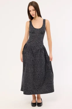 Luna Rosa Maxi Dress Noir Polka