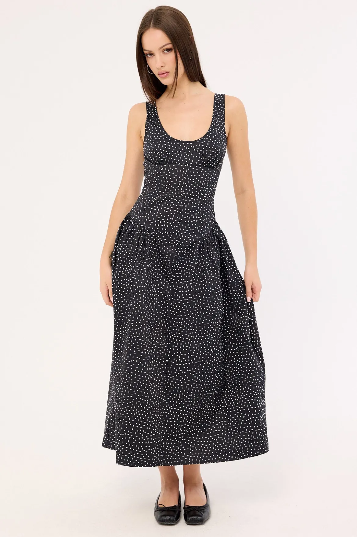 Luna Rosa Maxi Dress Noir Polka