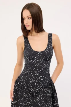Luna Rosa Maxi Dress Noir Polka