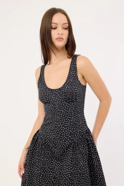 Luna Rosa Maxi Dress Noir Polka