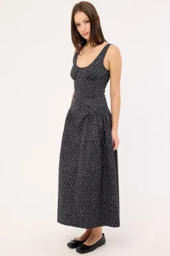 Luna Rosa Maxi Dress Noir Polka