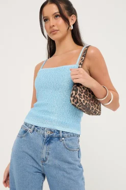 Luna Tide Sequin Knit Top Blue