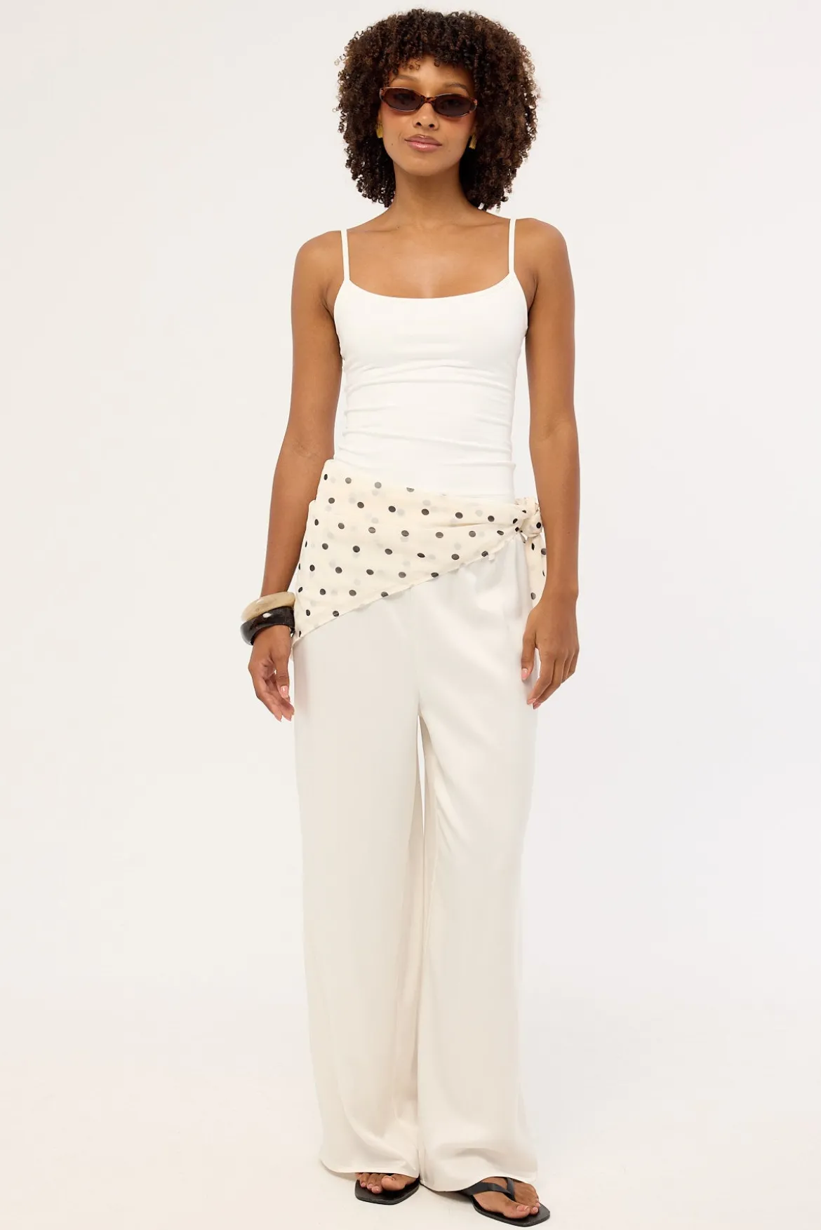 Lune Satin Mid Rise Pant Off-White