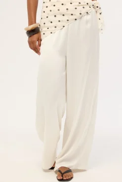 Lune Satin Mid Rise Pant Off-White