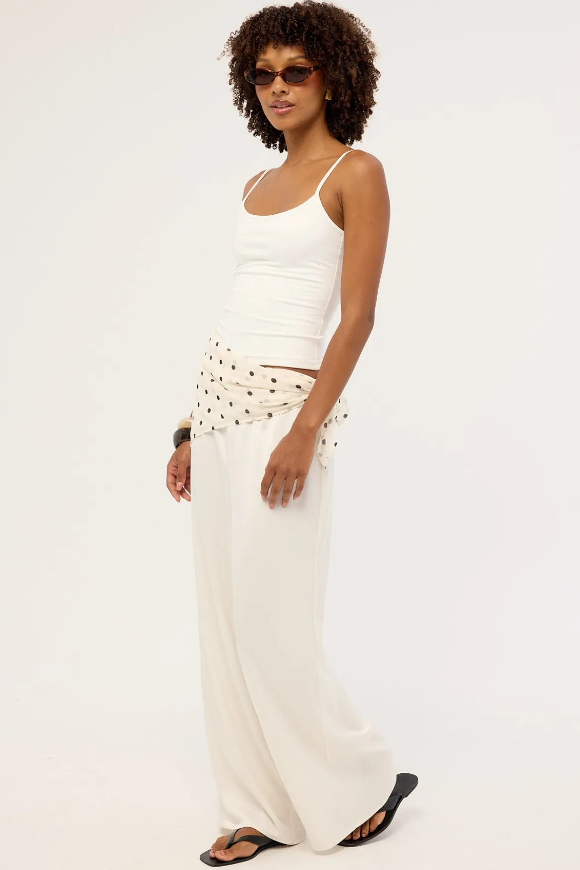 Lune Satin Mid Rise Pant Off-White