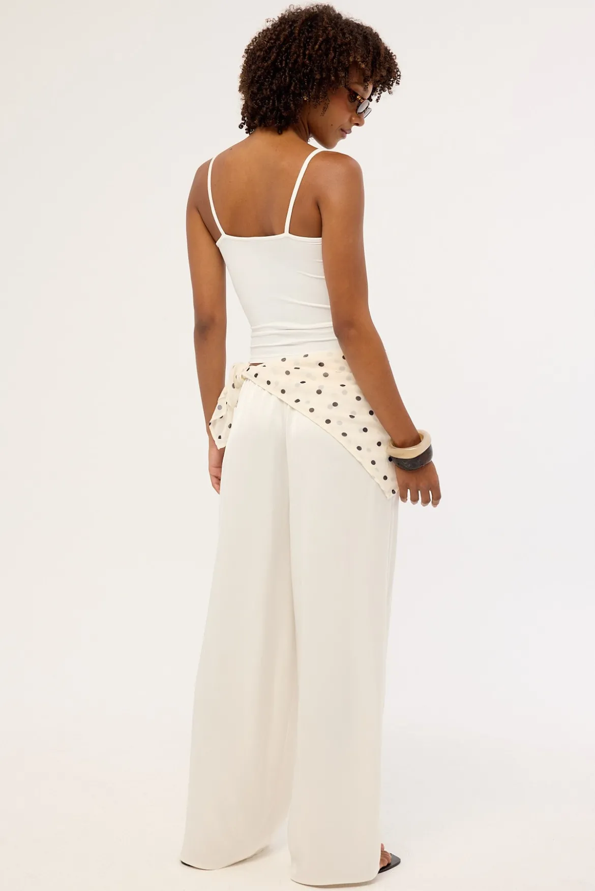 Lune Satin Mid Rise Pant Off-White