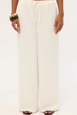 Lune Satin Mid Rise Pant Off-White