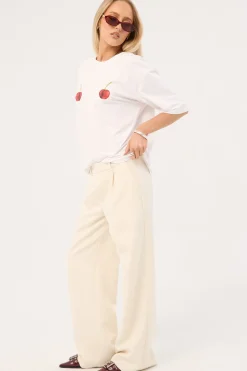 Lupa Mid Rise Pleated Pant Cream