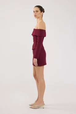 Lupa Off Shoulder Long Sleeve Top Burgundy