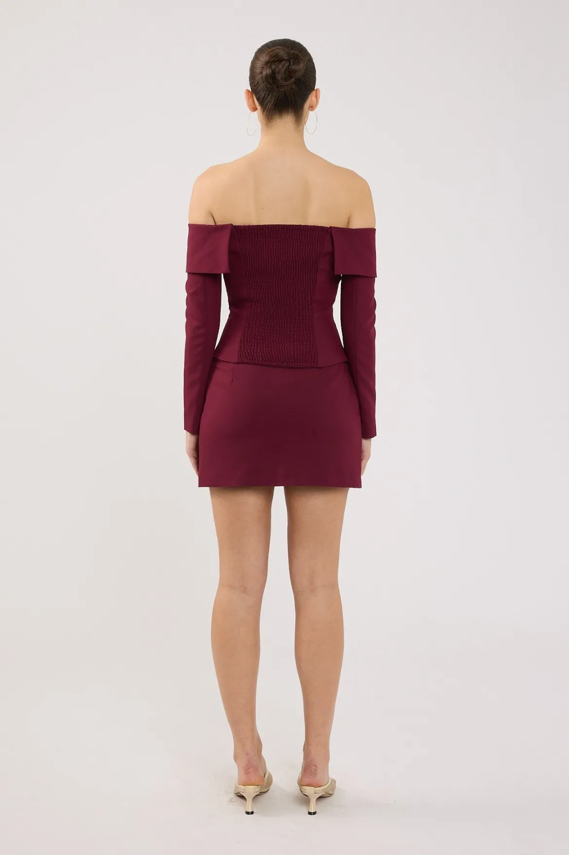 Lupa Off Shoulder Long Sleeve Top Burgundy