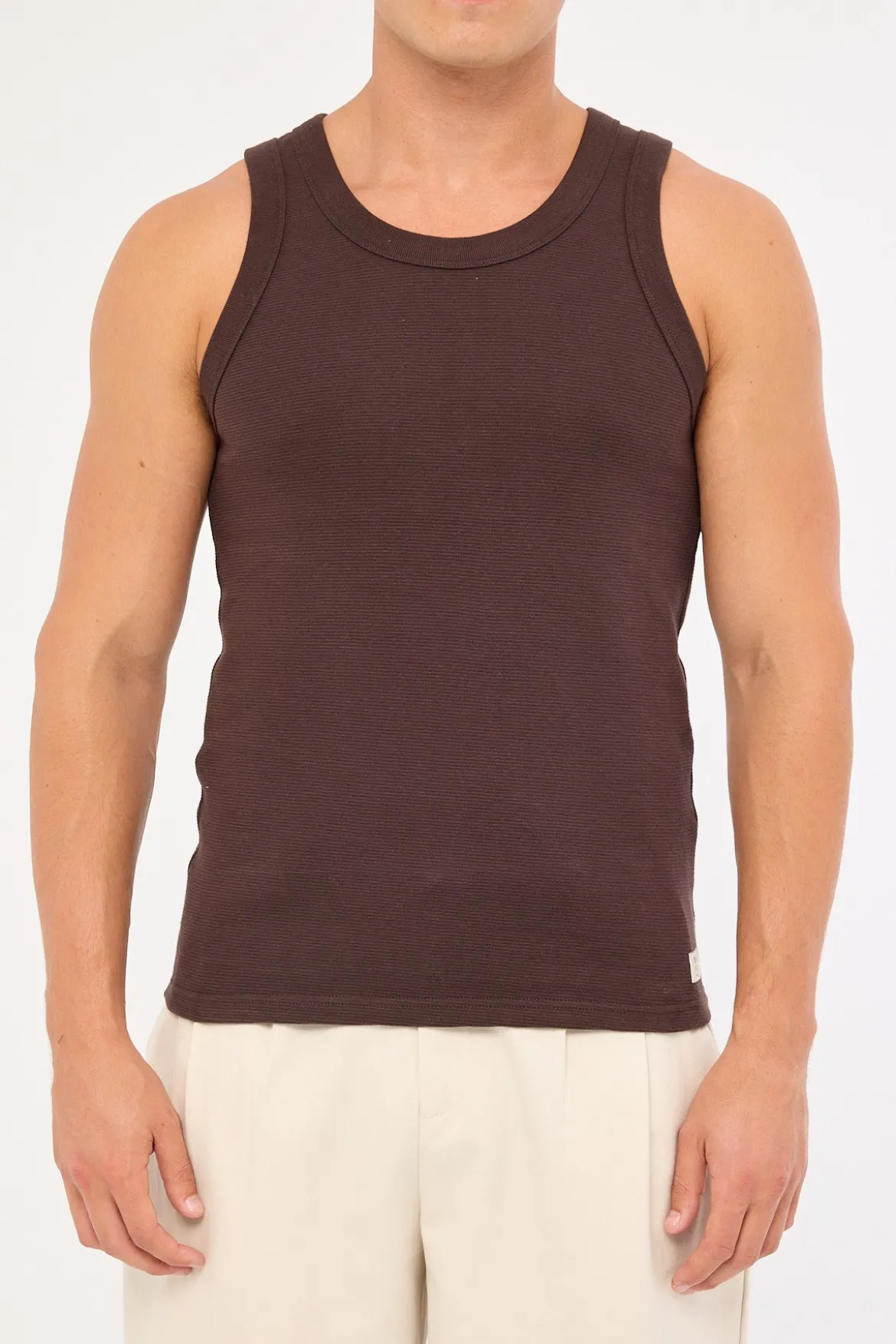 Luxe Ottoman Singlet Coffee Brown