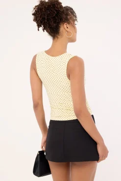 Lycia Plunge Top Micro Polka Cream