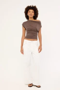 Lyon Tie Front Drill Pant White