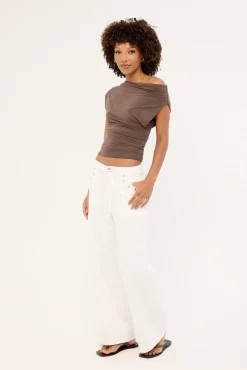Lyon Tie Front Drill Pant White