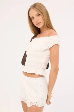 Macy Broderie Shorts White