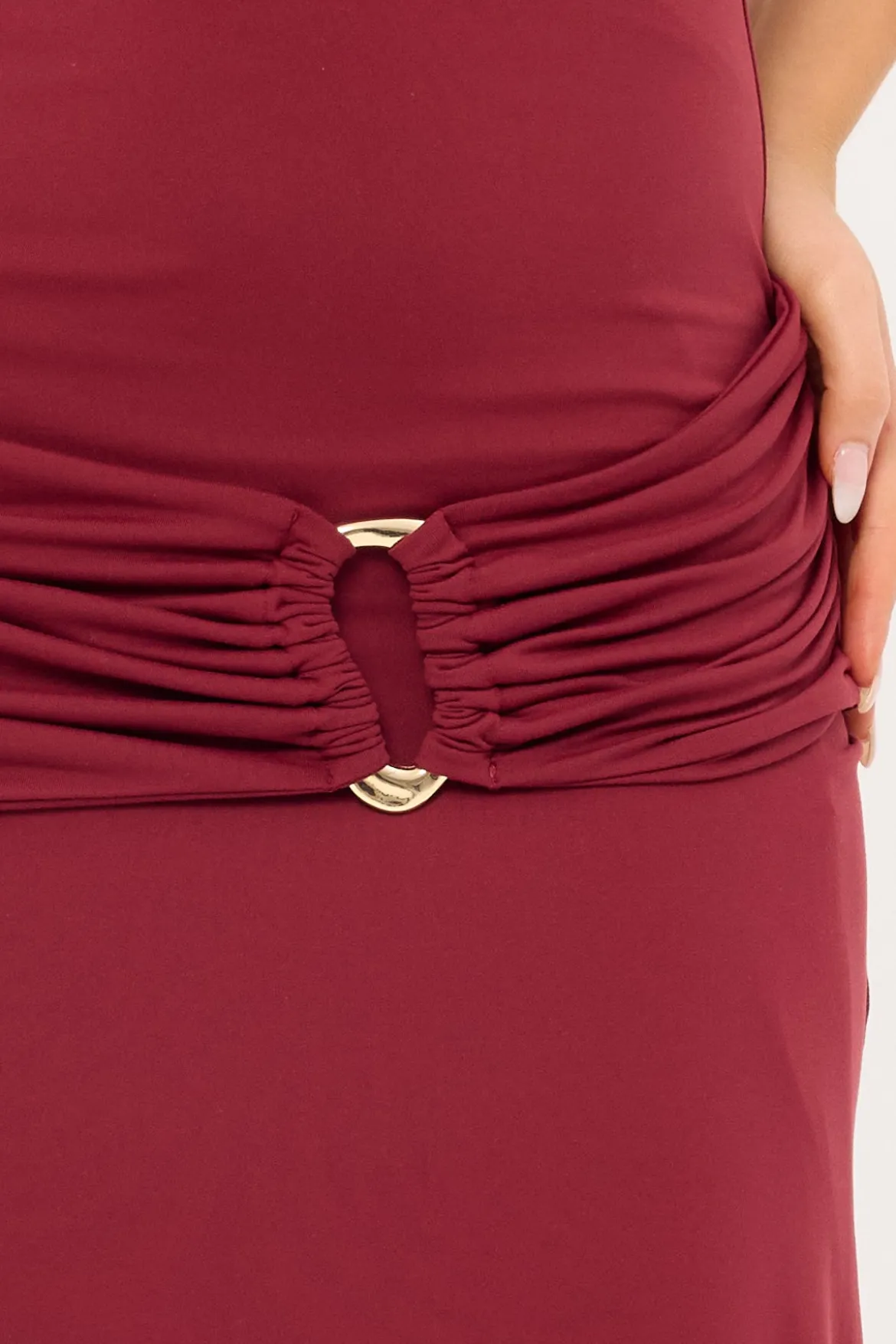 Madalie One Shoulder Maxi Dress Burgundy