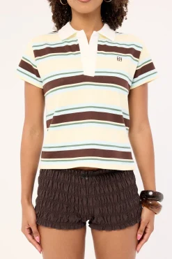 Maddox Polo T-shirt Butter Stripe