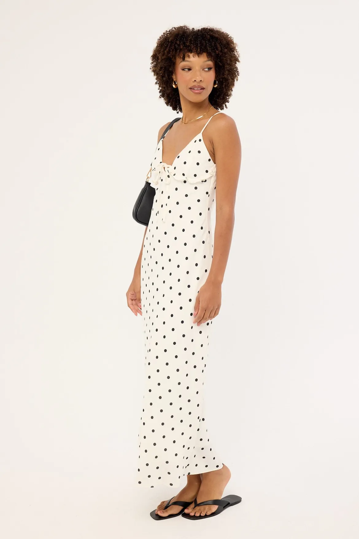 Mademoiselle Maxi Dress White Polka Print