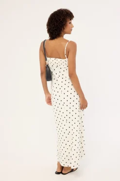 Mademoiselle Maxi Dress White Polka Print