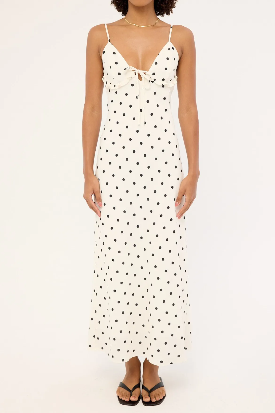 Mademoiselle Maxi Dress White Polka Print