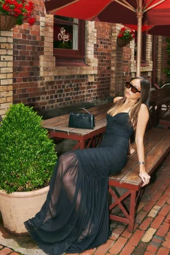 Mae Recycled Mesh Maxi Dress Black