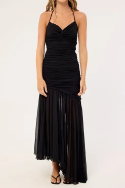 Mae Recycled Mesh Maxi Dress Black