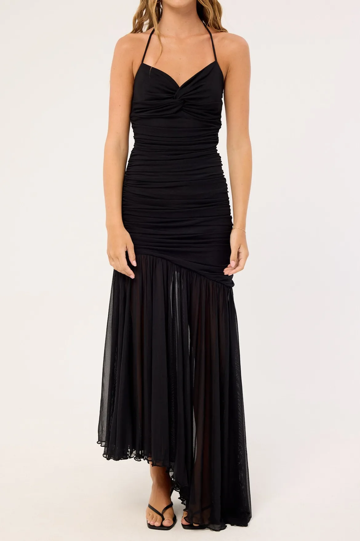 Mae Recycled Mesh Maxi Dress Black